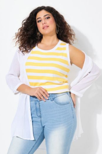 Plus size veliki brojevi Majica bez rukava na pruge za punije