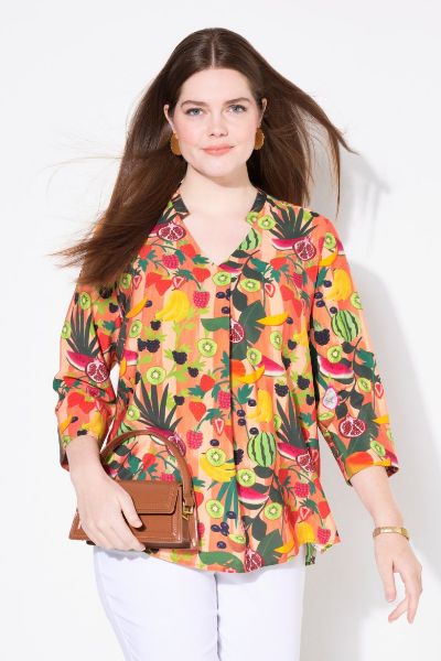 Veliki brojevi Bluza 3/4 rukava V ovratnika moda za punije
