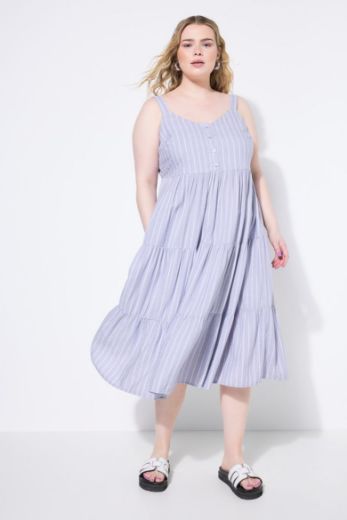 Plus size veliki brojevi Haljina midi na volane V ovratnika za punije