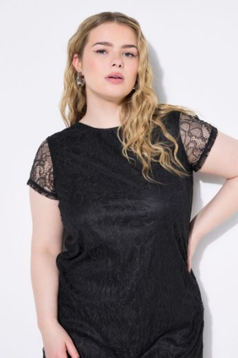 Plus size veliki brojevi Haljina maxi kratkih rukava s čipkastim detaljima za punije