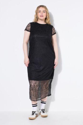 Plus size veliki brojevi Haljina maxi kratkih rukava s čipkastim detaljima za punije