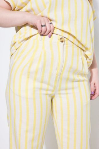 Plus size veliki brojevi Hlače širokih nogavica na pruge za punije