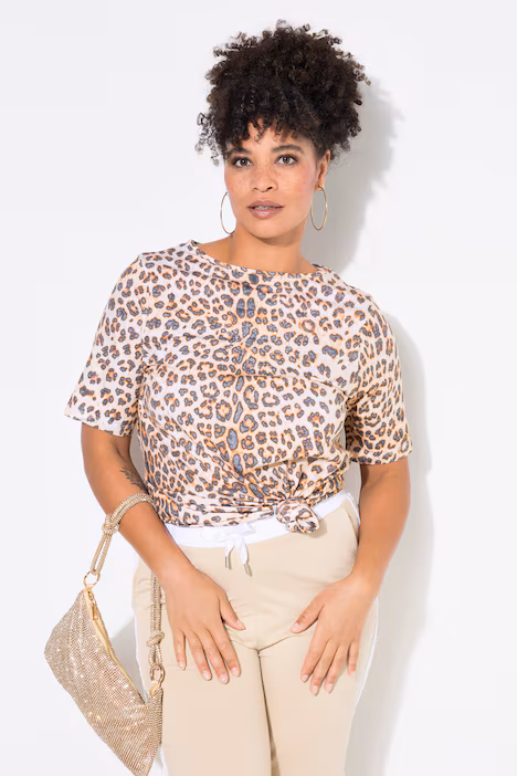 Veliki brojevi Majica leopard print moda za punije