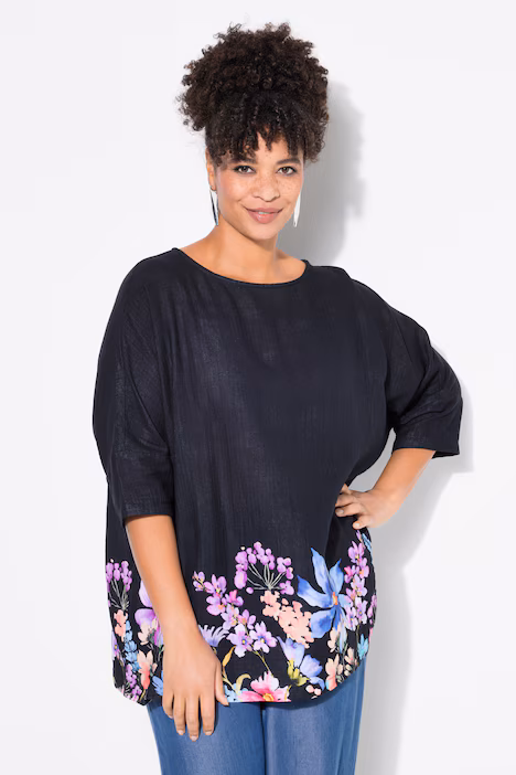 Veliki brojevi Bluza cvijetni print na rubu moda za punije