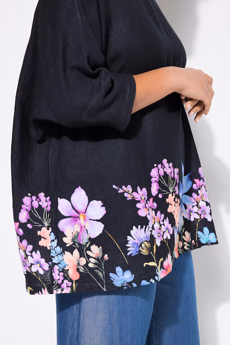 Plus size veliki brojevi Bluza cvijetni print na rubu za punije
