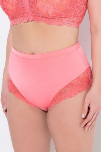 Plus size veliki brojevi Gaćice visokog struka s dodatkom ukrasne čipke za punije