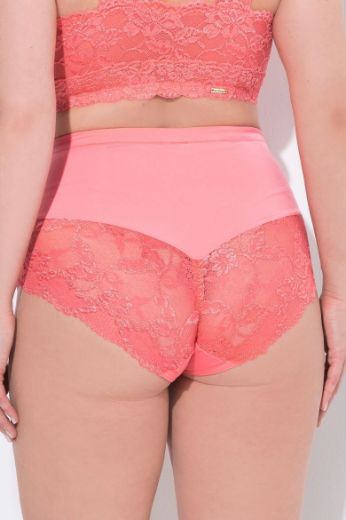 Plus size veliki brojevi Gaćice visokog struka s dodatkom ukrasne čipke za punije