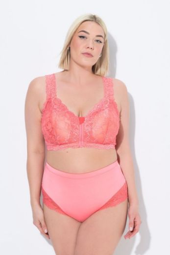 Plus size veliki brojevi Gaćice visokog struka s dodatkom ukrasne čipke za punije