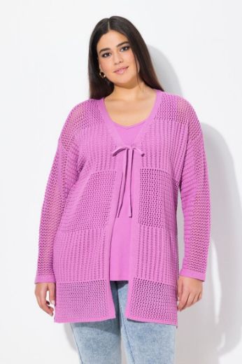 Plus size veliki brojevi Kardigan mrežasti na vezanje za punije