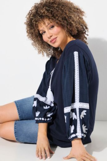 Plus size veliki brojevi Bluza dugih rukava s ukrasnim vezom za punije