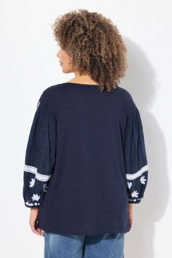 Plus size veliki brojevi Bluza dugih rukava s ukrasnim vezom za punije