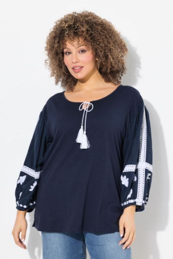 Plus size veliki brojevi Bluza dugih rukava s ukrasnim vezom za punije