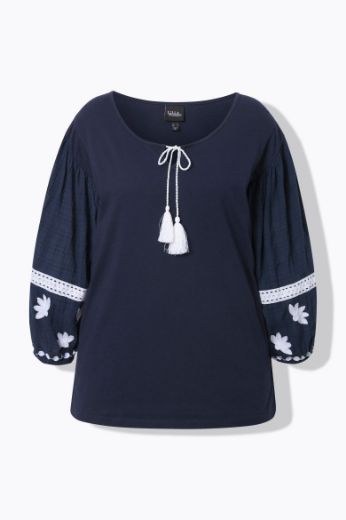 Plus size veliki brojevi Bluza dugih rukava s ukrasnim vezom za punije