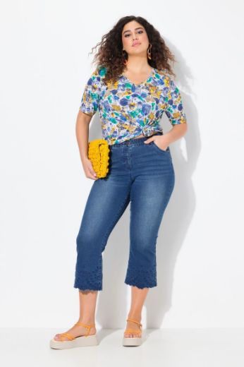 Plus size veliki brojevi Traperice 7/8 s dekorativnim obrubom za punije