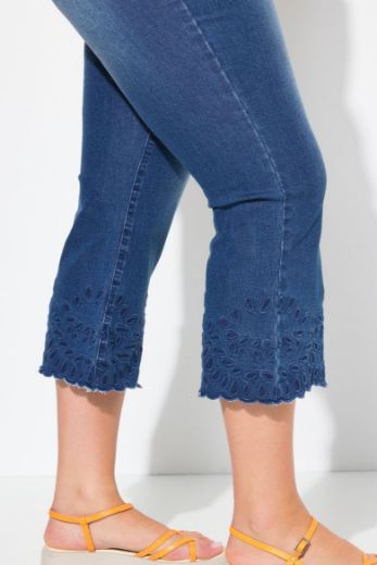 Plus size veliki brojevi Traperice 7/8 s dekorativnim obrubom za punije