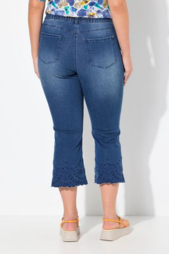 Plus size veliki brojevi Traperice 7/8 s dekorativnim obrubom za punije