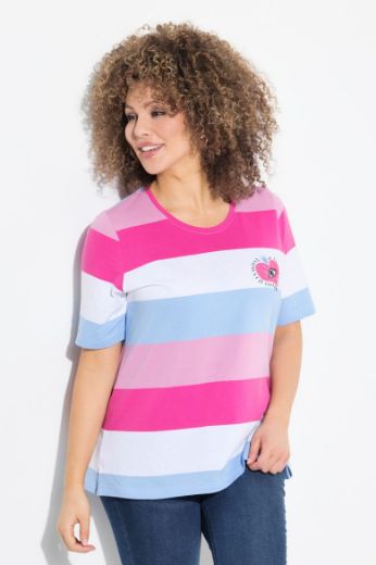 Plus size veliki brojevi Majica kratkih rukava motiv srca i pruga za punije