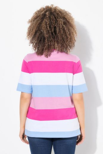 Plus size veliki brojevi Majica kratkih rukava motiv srca i pruga za punije