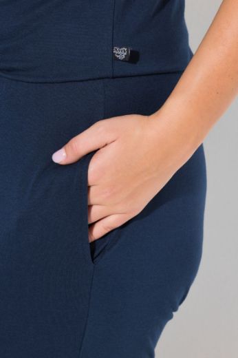 Plus size veliki brojevi Kombinezon bez rukava s čipkom V izrez za punije