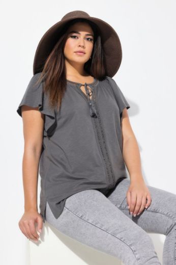 Plus size veliki brojevi Majica s vezanjem na ovratniku za punije