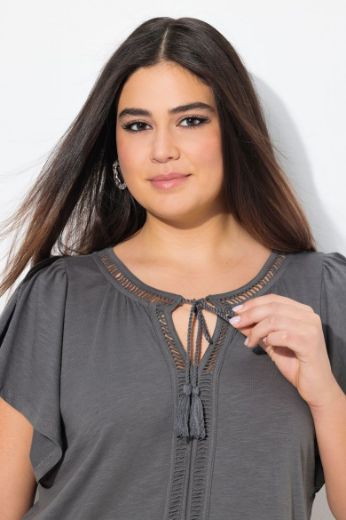Plus size veliki brojevi Majica s vezanjem na ovratniku za punije