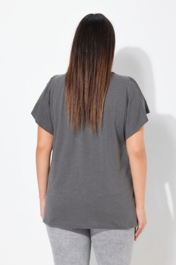 Plus size veliki brojevi Majica s vezanjem na ovratniku za punije
