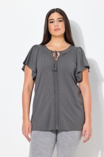 Plus size veliki brojevi Majica s vezanjem na ovratniku za punije