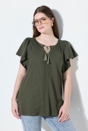 Plus size veliki brojevi Majica s vezanjem na ovratniku za punije