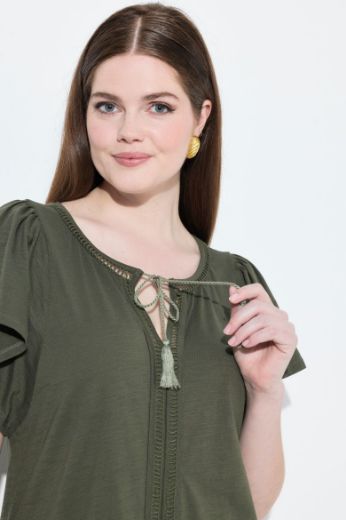 Plus size veliki brojevi Majica s vezanjem na ovratniku za punije