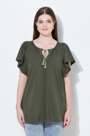 Plus size veliki brojevi Majica s vezanjem na ovratniku za punije