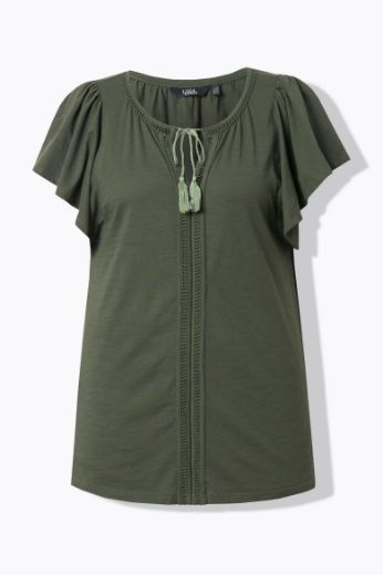 Plus size veliki brojevi Majica s vezanjem na ovratniku za punije