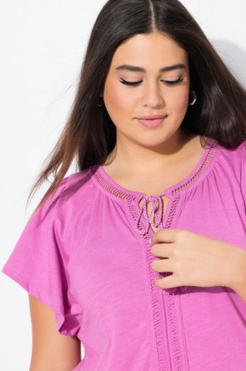 Plus size veliki brojevi Majica s vezanjem na ovratniku za punije