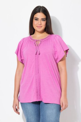 Plus size veliki brojevi Majica s vezanjem na ovratniku za punije