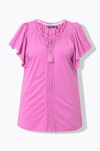 Plus size veliki brojevi Majica s vezanjem na ovratniku za punije