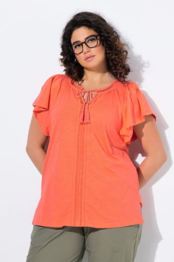 Plus size veliki brojevi Majica s vezanjem na ovratniku za punije
