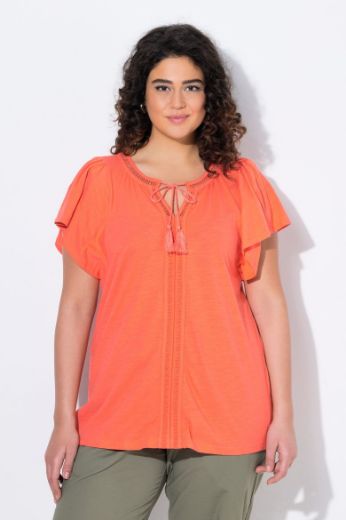 Plus size veliki brojevi Majica s vezanjem na ovratniku za punije