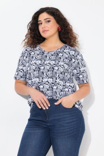 Plus size veliki brojevi Majica kratkih rukava V izreza s motivom koralja za punije
