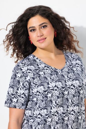 Plus size veliki brojevi Majica kratkih rukava V izreza s motivom koralja za punije