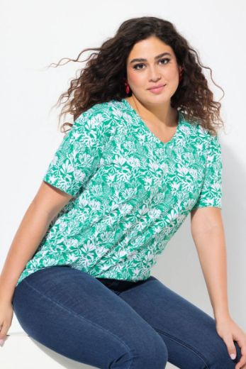 Plus size veliki brojevi Majica kratkih rukava V izreza s motivom koralja za punije