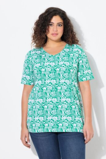 Plus size veliki brojevi Majica kratkih rukava V izreza s motivom koralja za punije