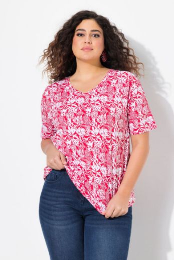 Plus size veliki brojevi Majica kratkih rukava V izreza s motivom koralja za punije
