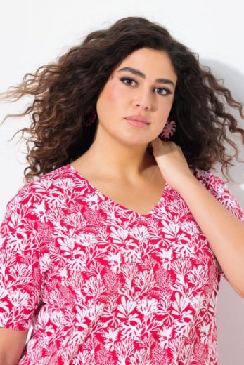 Plus size veliki brojevi Majica kratkih rukava V izreza s motivom koralja za punije