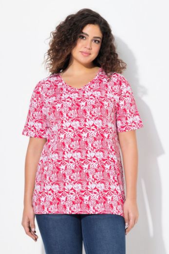Plus size veliki brojevi Majica kratkih rukava V izreza s motivom koralja za punije
