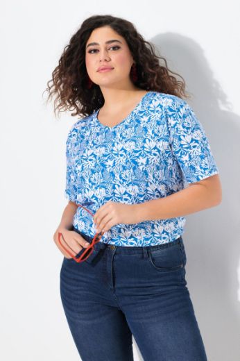 Plus size veliki brojevi Majica kratkih rukava V izreza s motivom koralja za punije