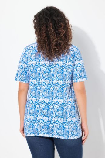 Plus size veliki brojevi Majica kratkih rukava V izreza s motivom koralja za punije