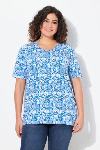 Plus size veliki brojevi Majica kratkih rukava V izreza s motivom koralja za punije