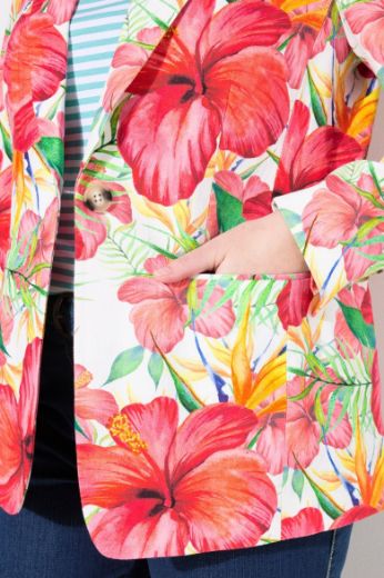 Plus size veliki brojevi Sako na kopčanje cvjetnog uzorka za punije