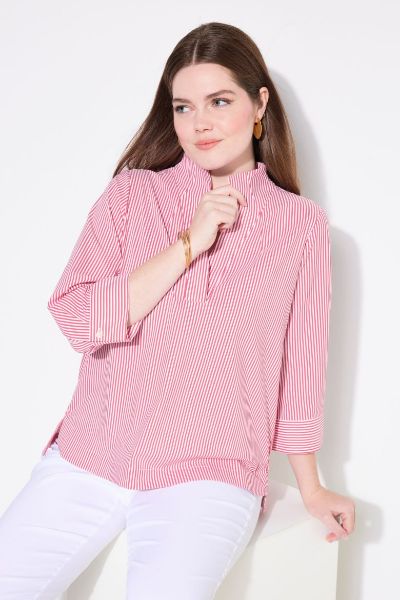 Veliki brojevi Bluza 3/4 rukava na pruge moda za punije