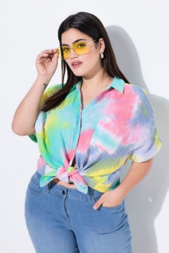 Plus size veliki brojevi Bluza kratkih rukava od muslina za punije