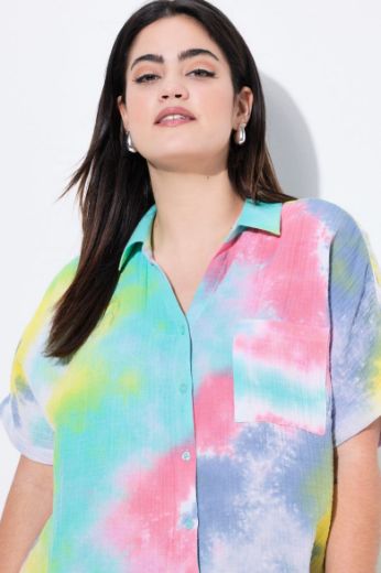 Plus size veliki brojevi Bluza kratkih rukava od muslina za punije